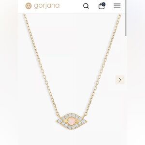 Gorjana 14k gold diamond and opal evil eye necklace
